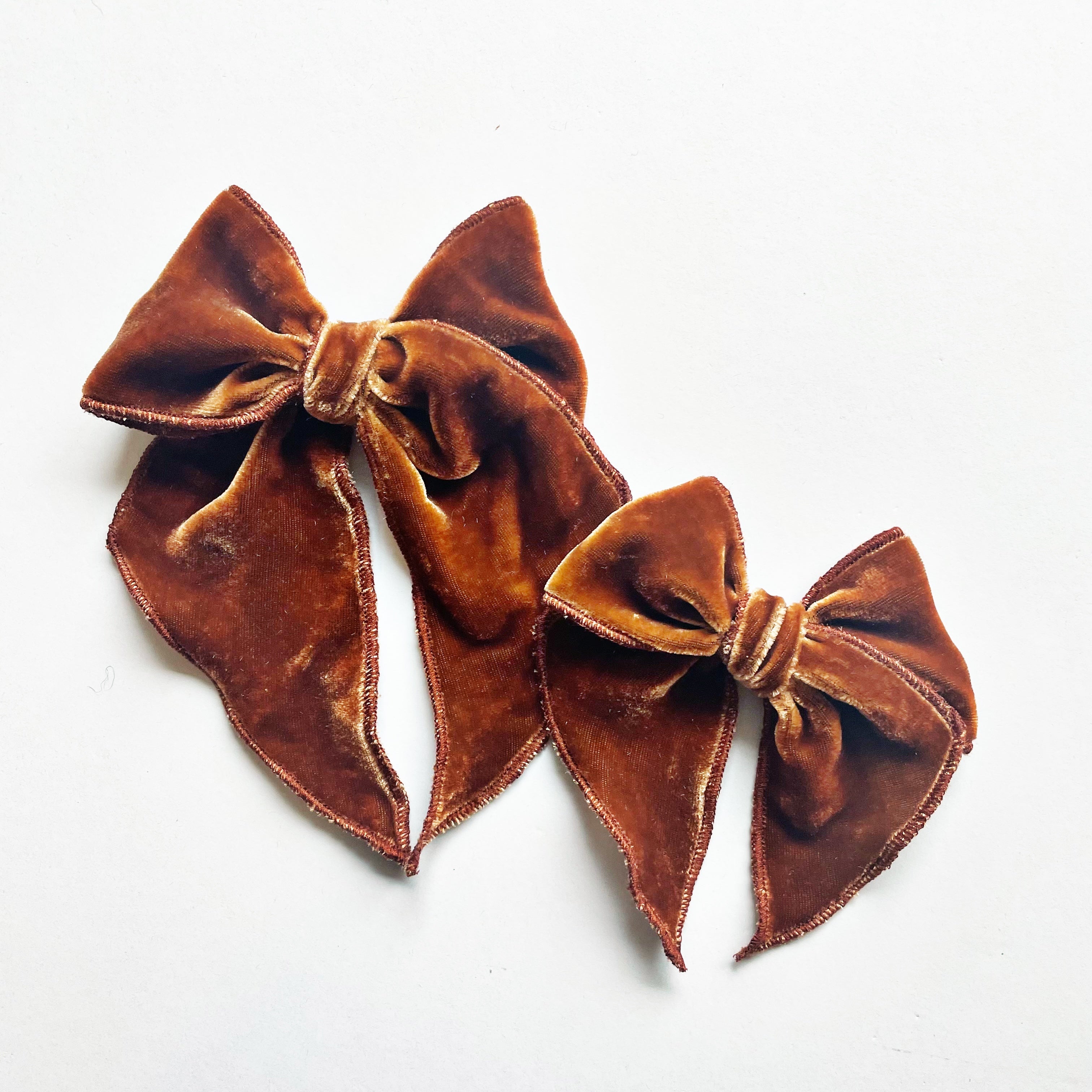 Orange Rust Velvet Elle Bow