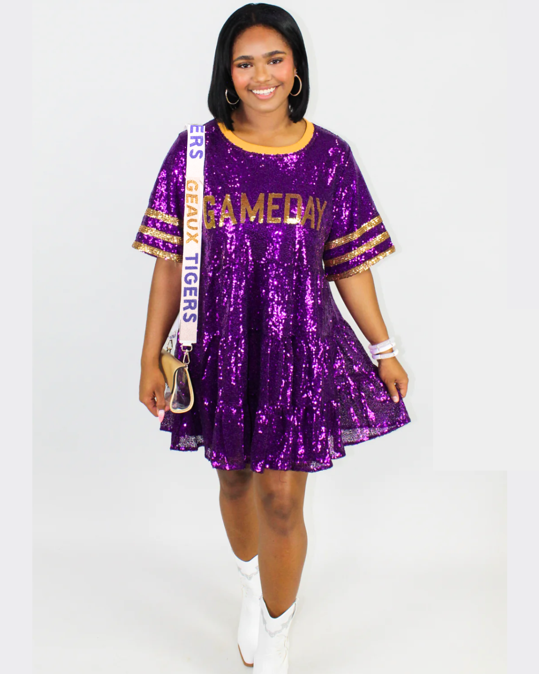 LSU Beaded Purse Strap | Geaux Tigers Beaded Purse Strap