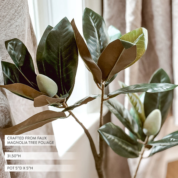 31 Inch Potted Faux Magnolia Tree