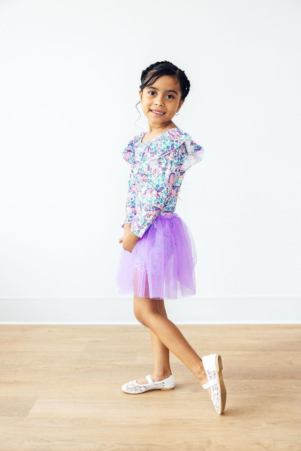Head in the Clouds L/S Flutter Sleeve Leotard