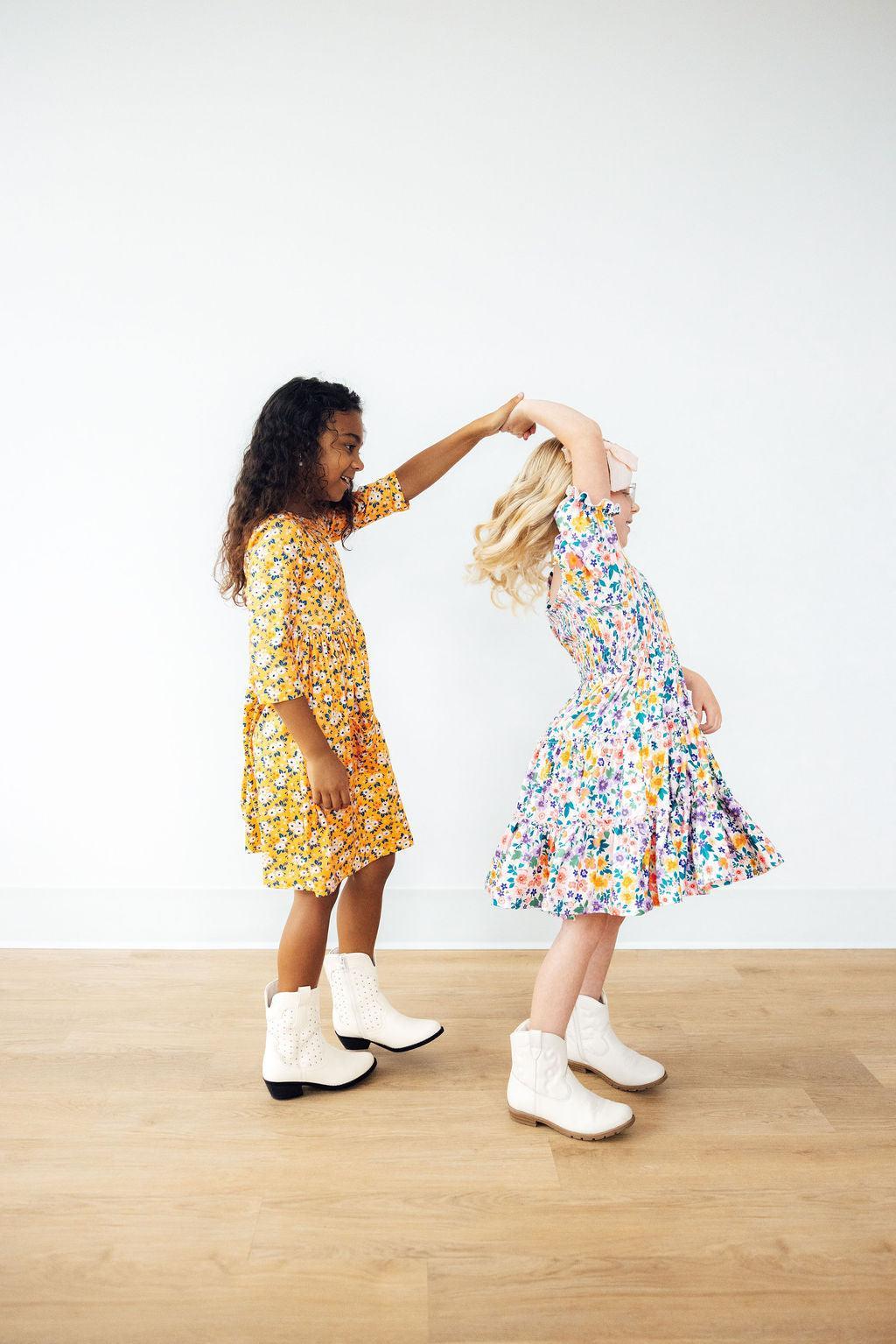 Garden Groove Smocked Ruffle Dress