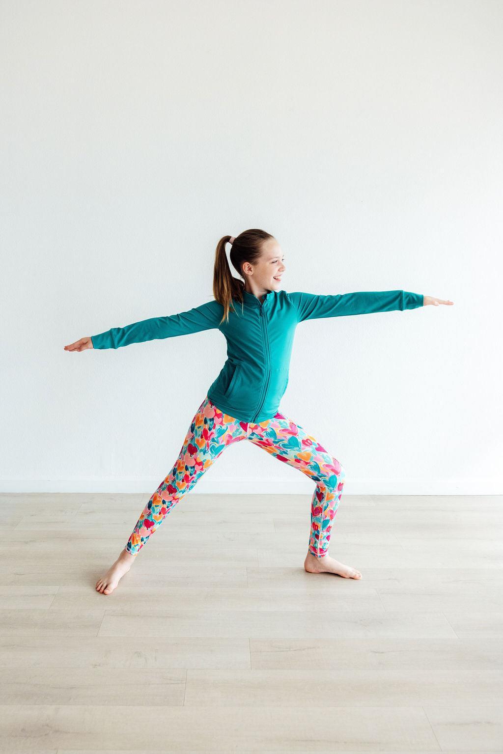 Turbo Teal Full-Zip Ruffle Active Jacket