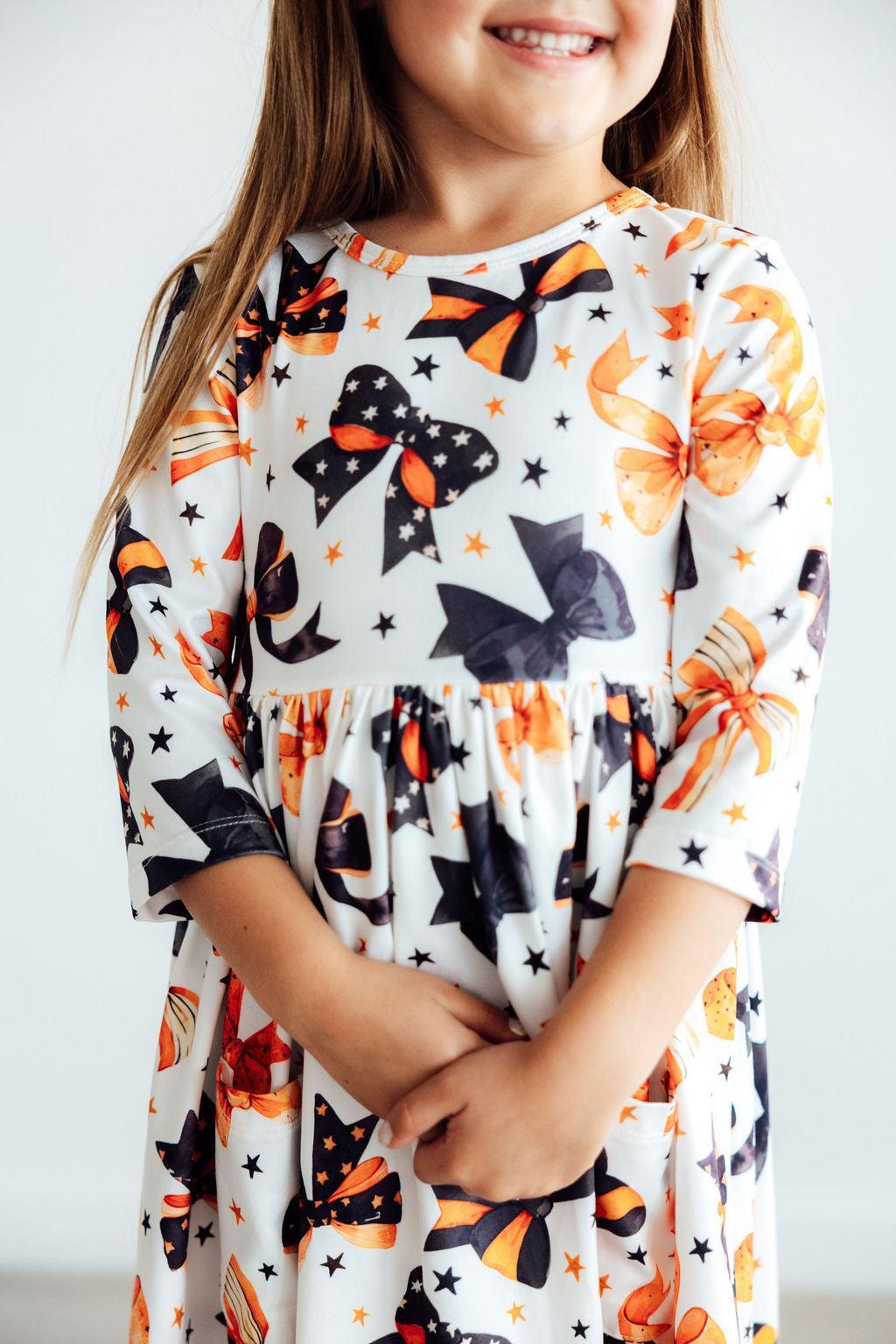 Trick or Twirl 3/4 Sleeve Pocket Twirl Dress