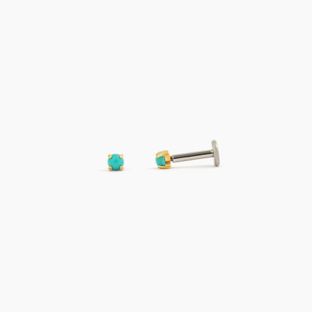 Single Turquoise Flat Back Stud Earring