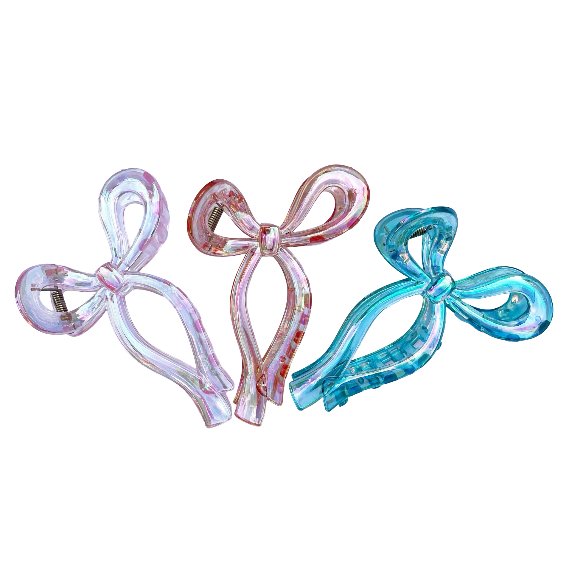 Iridescent Clear Bow Claw Clip