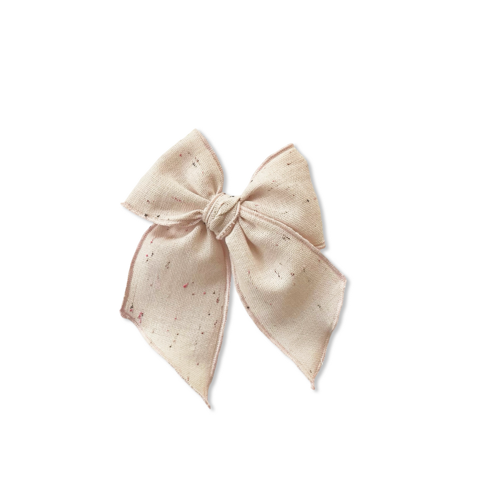 Pale Pink Confetti Linen Elle Bow