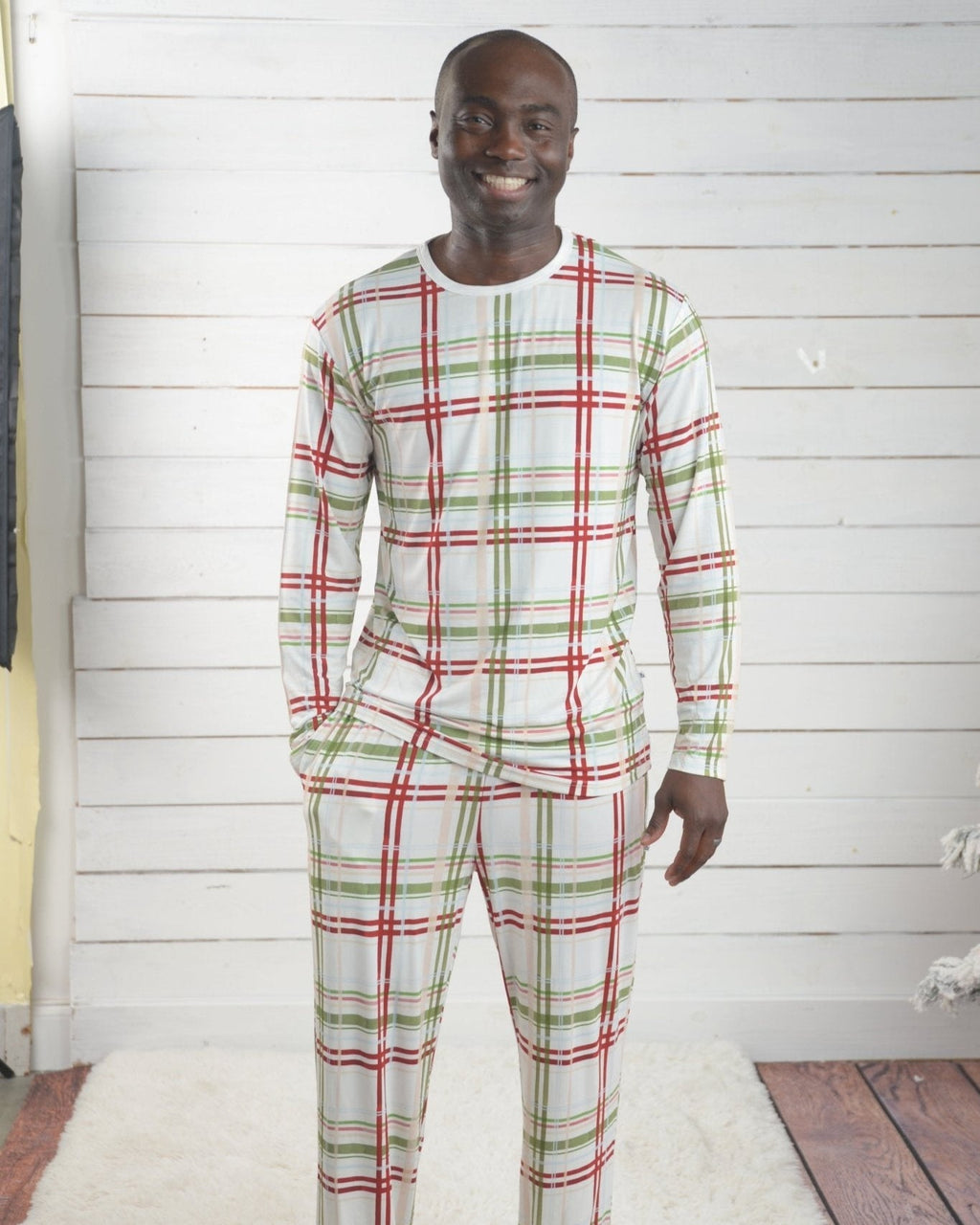 Christmas Adult Men's Bamboo Pajamas in Plaid