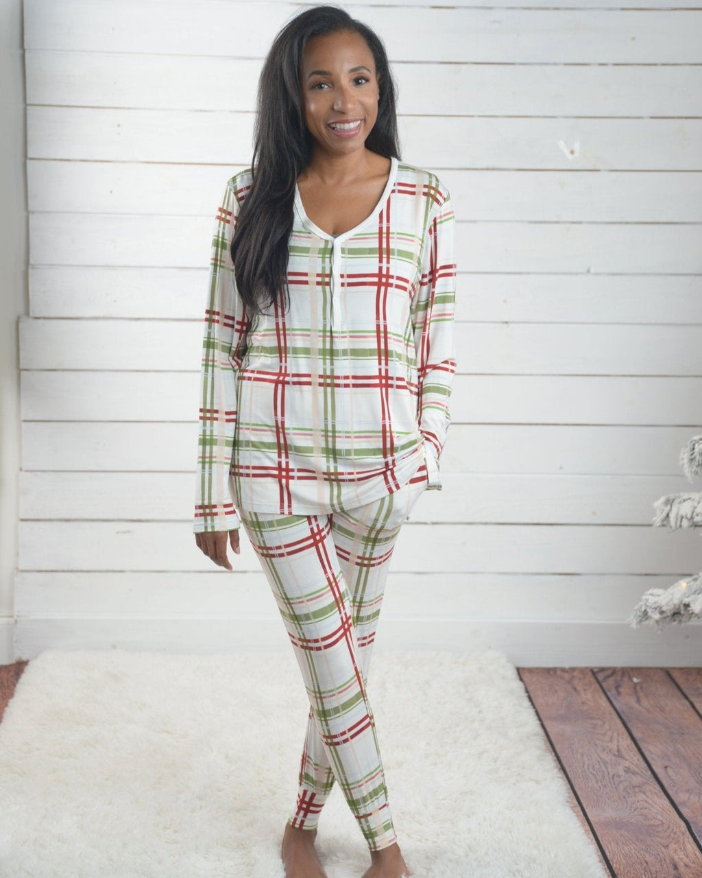 Christmas Adult Women's Bamboo Pajamas in Plaid