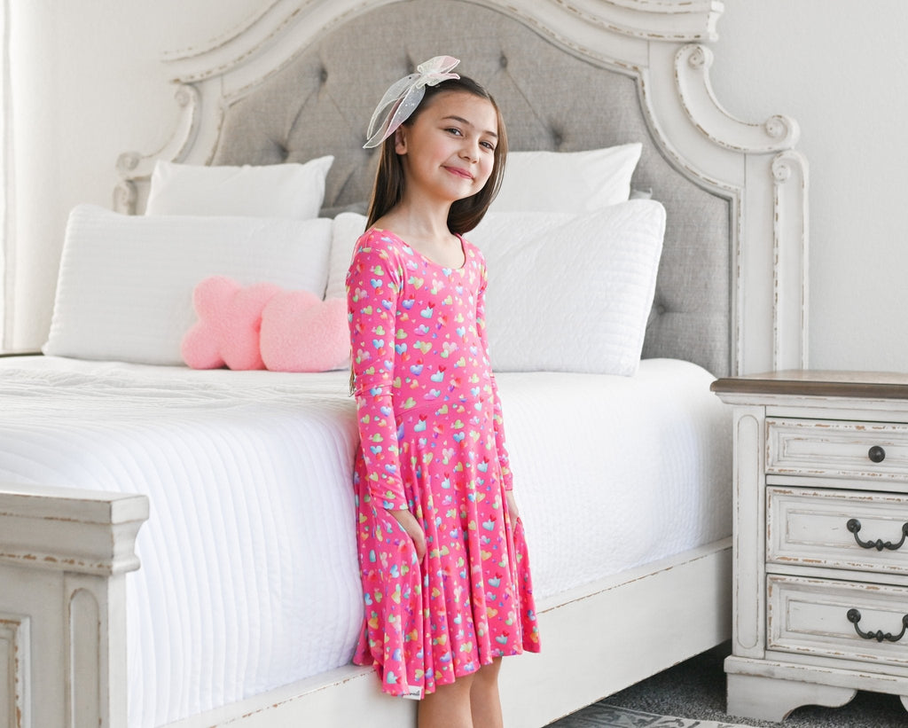 Rainbow Love Long Sleeve Twirl Dress