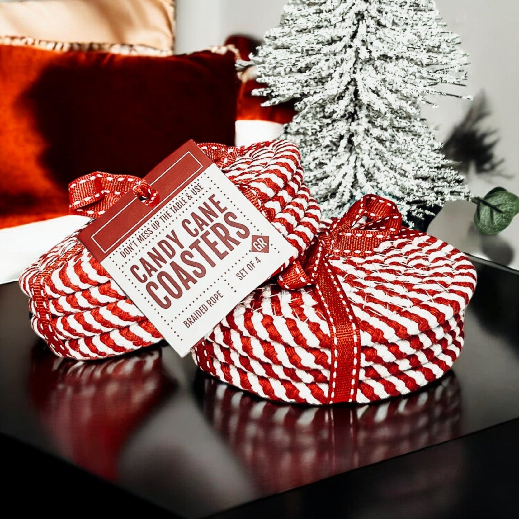Candy Cane Coaster 4pk