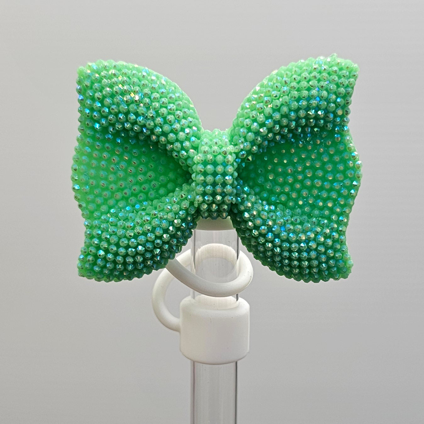 Glitter Bow Tie Straw Topper - Straw Cover- Green