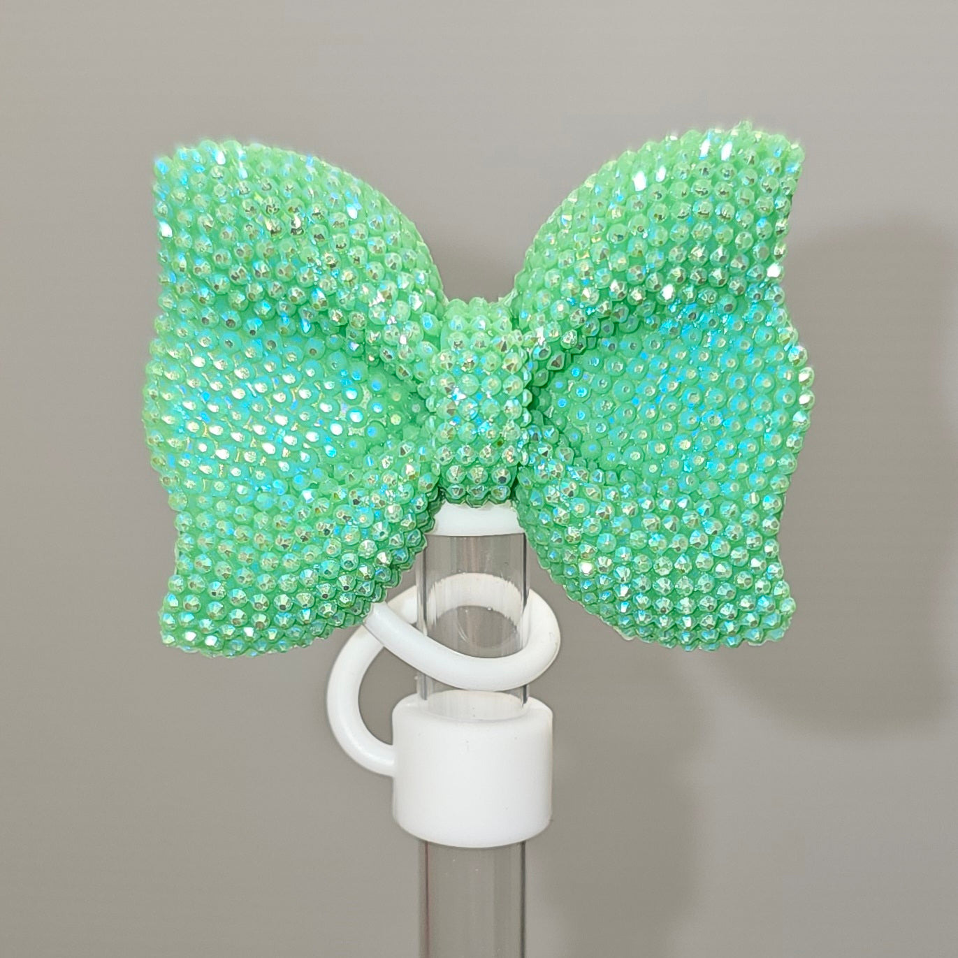 Glitter Bow Tie Straw Topper - Straw Cover- Green