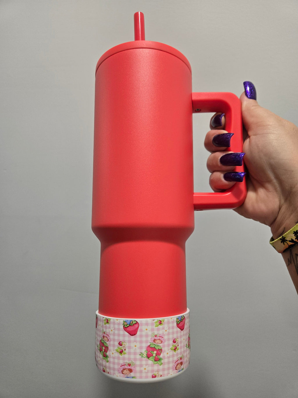 Plaid Strawberry Girl Silicone Boot Bumper Sleeve for Tumblers