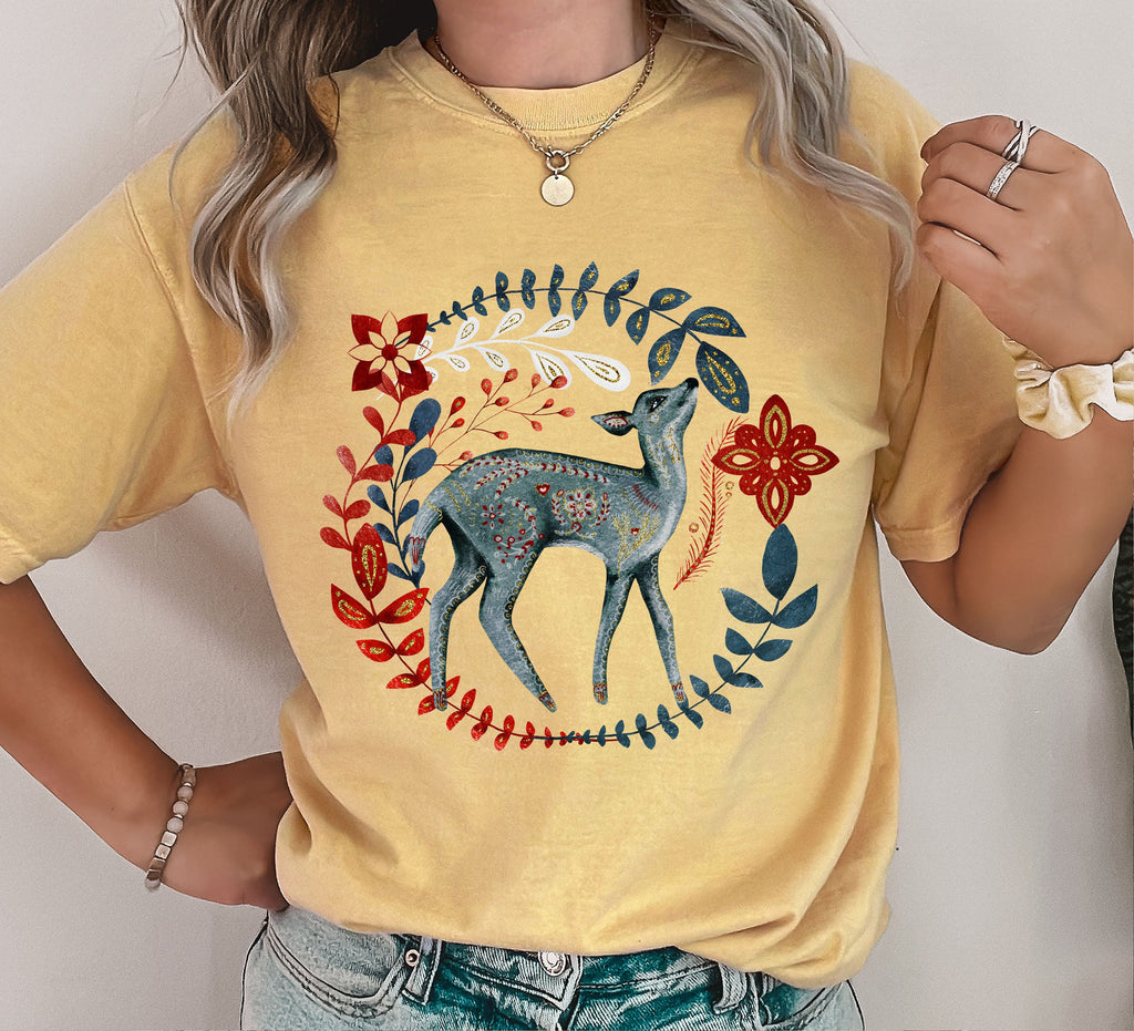 Scandinavian Folk Fawn Comfort Colors Tshirt