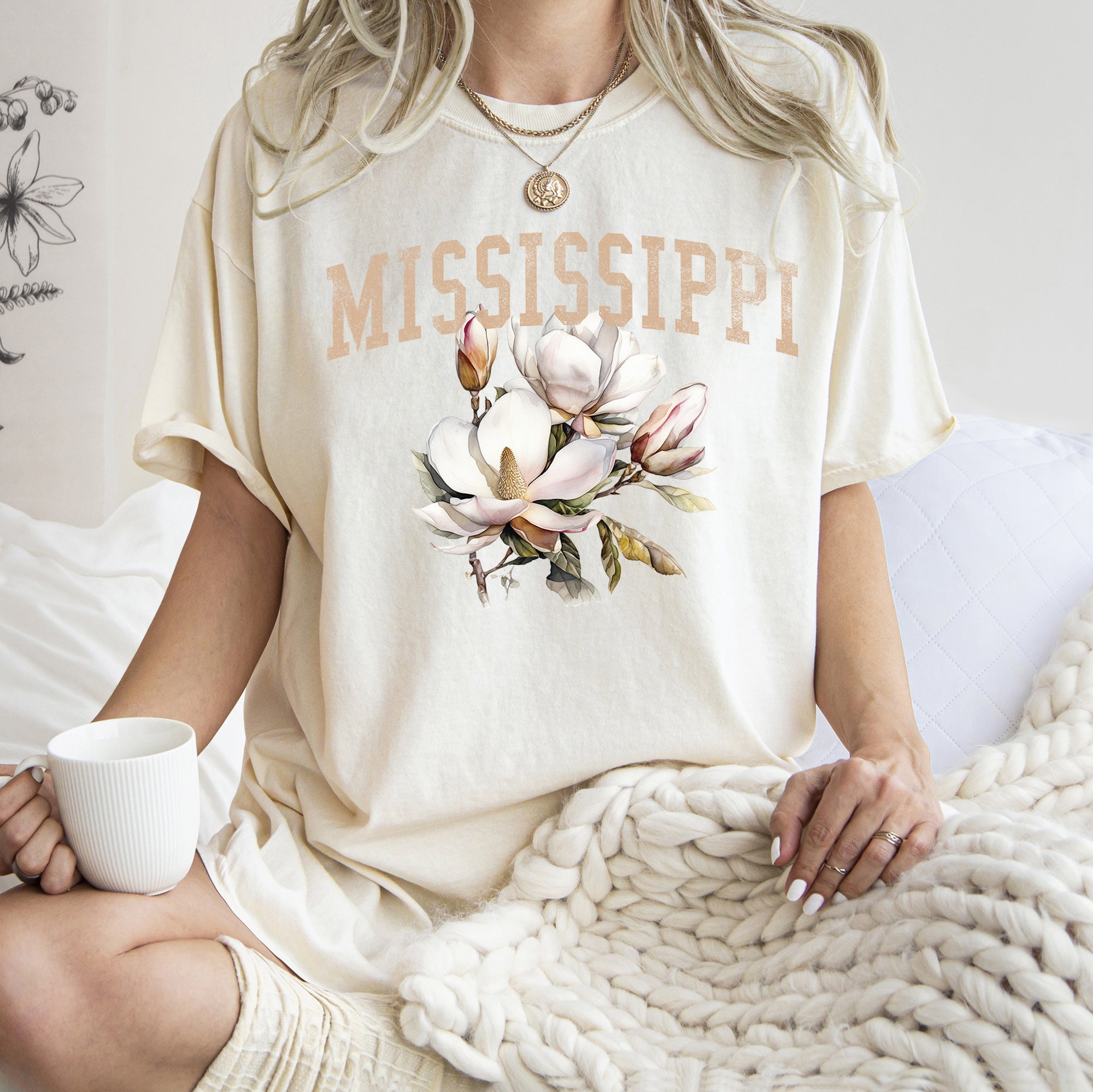 Mississippi State Flower Comfort Colors Tshirt