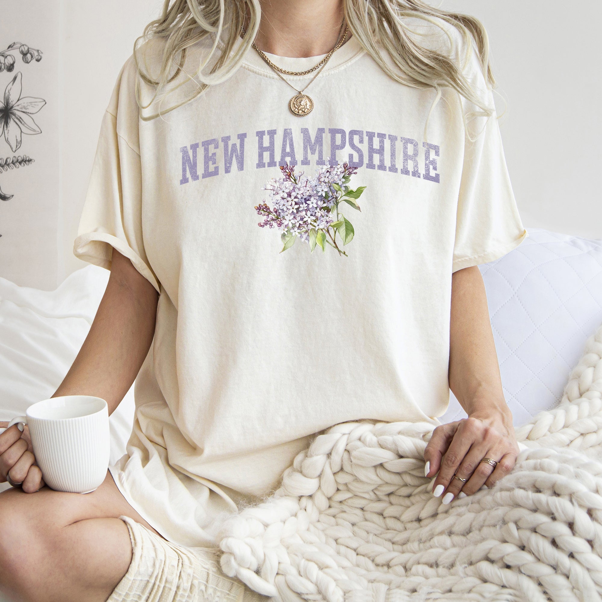 New Hampshire State Flower Comfort Colors Tshirt