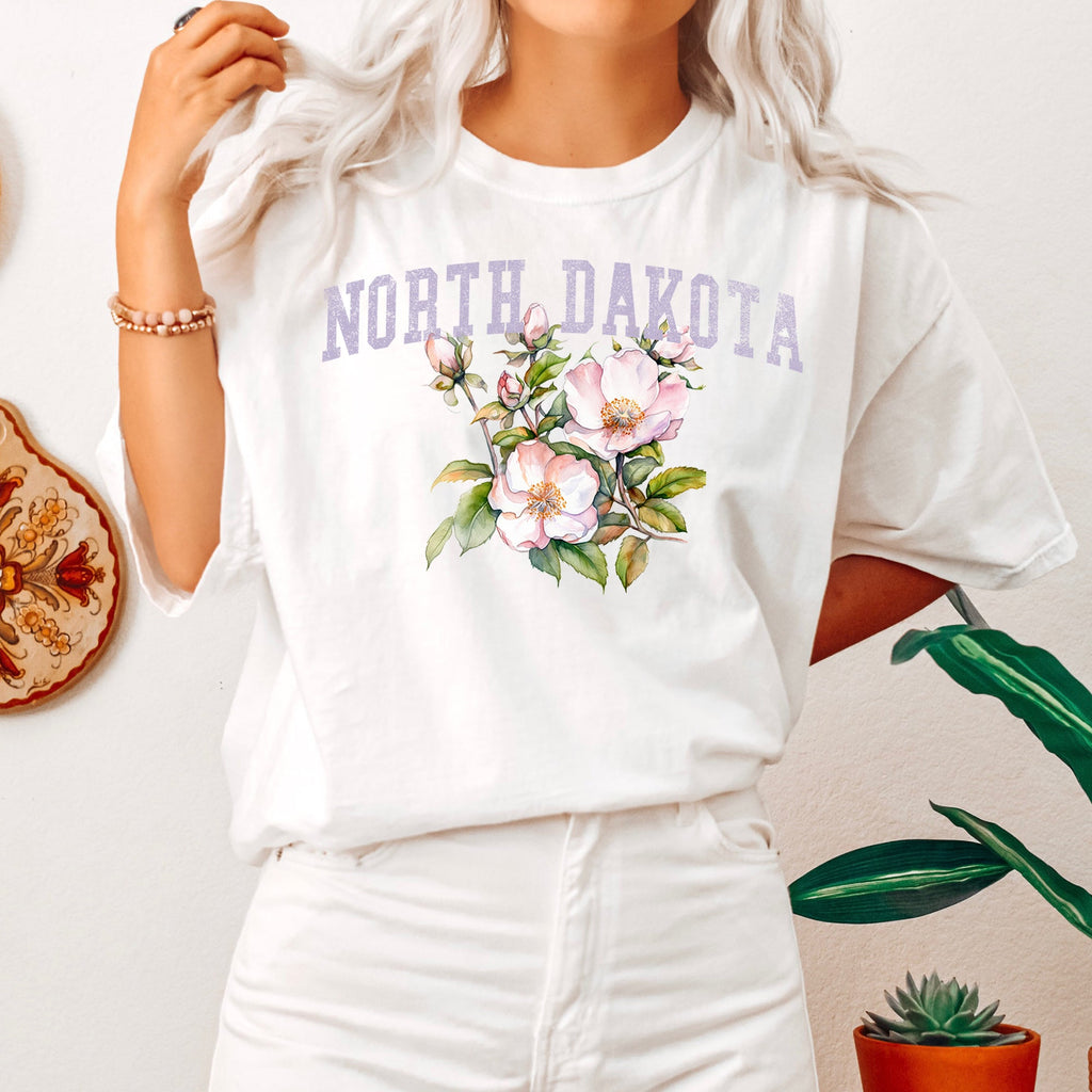 North Dakota State Flower Comfort Colors Tshirt