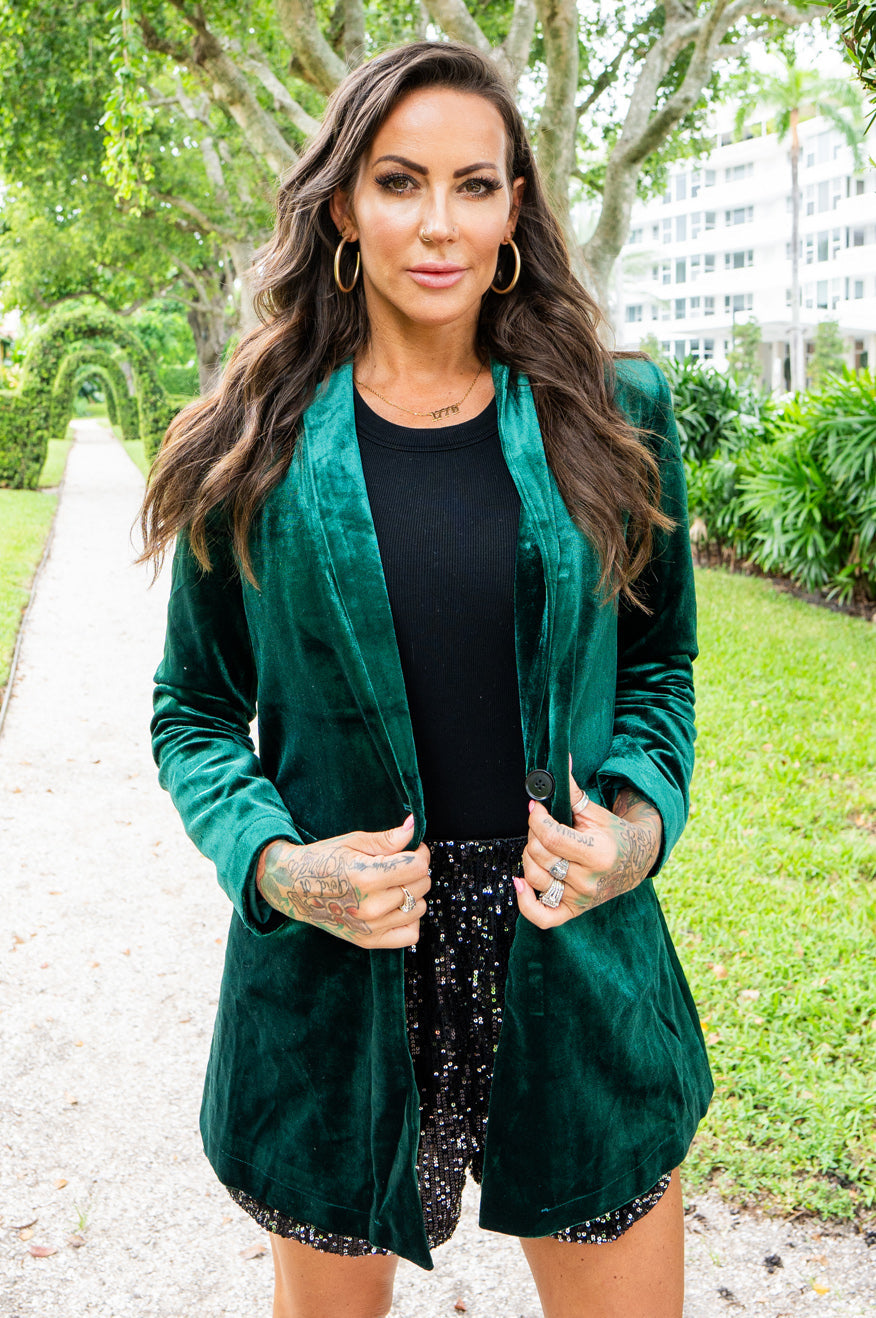 Hunter Green Velvet Blazer-l