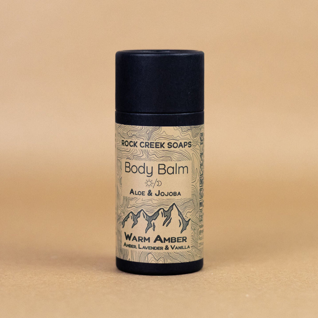 WARM AMBER BODY BALM | Solid Lotion Bar - Black Amber & Vanilla with French Lavender