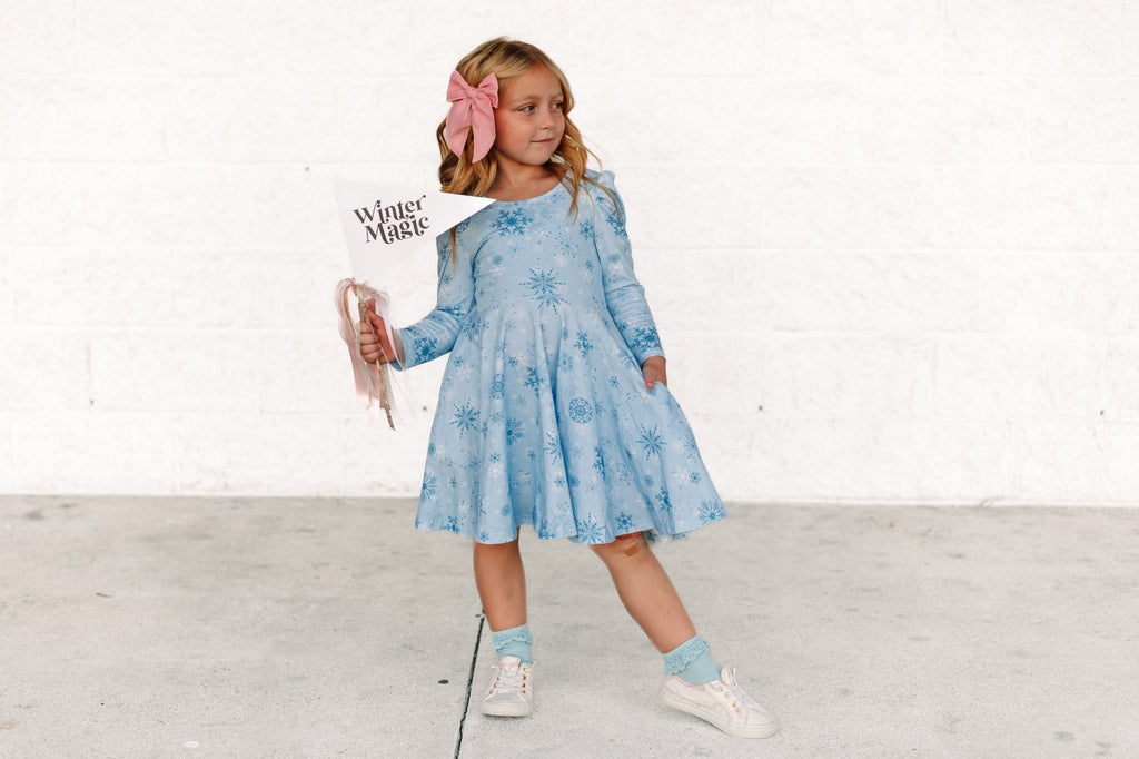 Winter Wonderland Puff Sleeve Twirl Dress